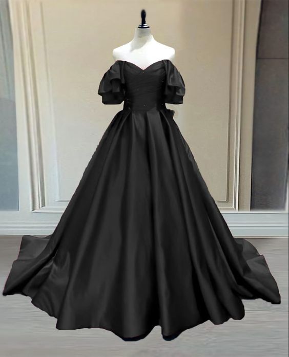 Black Princess Ball Gown For Wedding Prom Dress, Evening Dress
