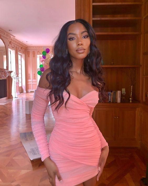 Pink Long Sleeves Short Homecoming Dress - Fashionpara