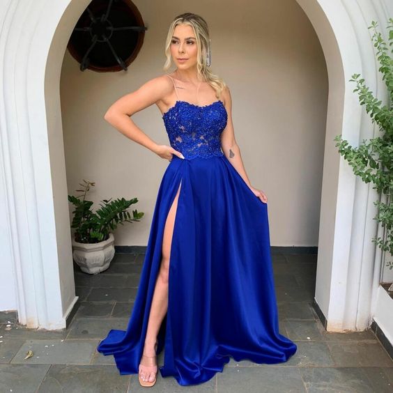 custom evening prom dresses Sexy blue prom Dresses - Fashionpara