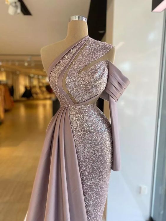 Light purple long prom dress mermaid Women Party Dress - Fashionpara