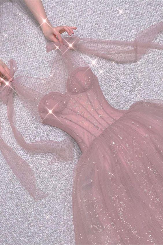 Princess pink long prom dress - Fashionpara