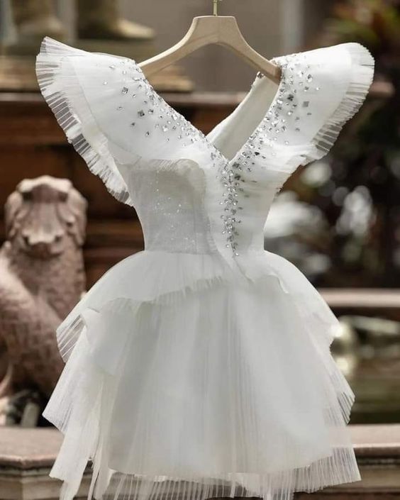 White Short Party Dress Homecoming Dress Short Wedding Dress