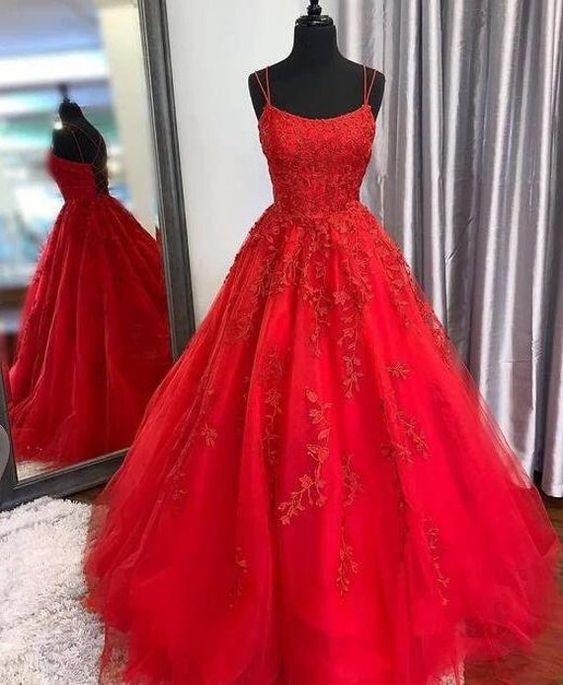 Lace Prom Dress Lace up Back Evening Gown Graduation Party Dress Formal Dress Dresses For Prom - Fashionpara