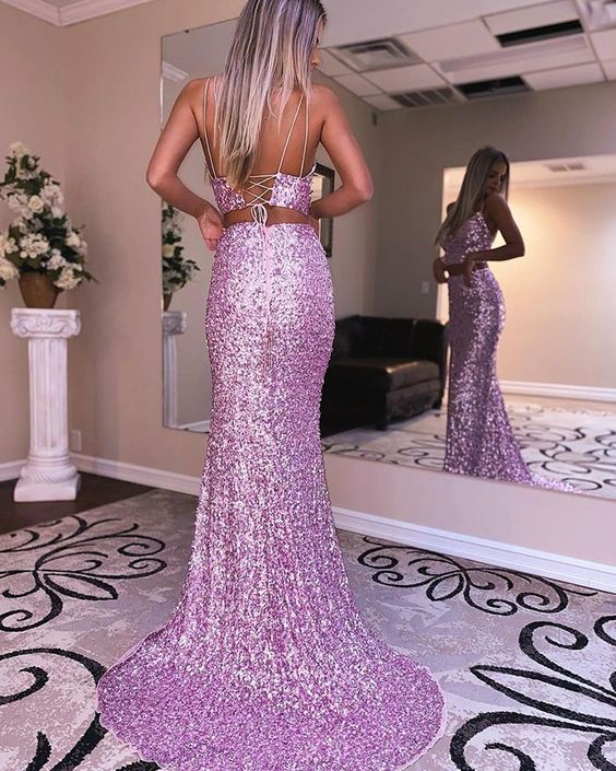 Luxury Beaded Prom Evening Dresses,Spaghetti Straps Tulle Party Gown - Fashionpara