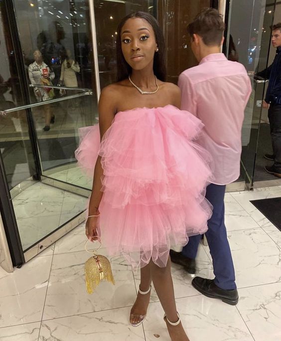 SEXY PINK STRAPLESS HOMECOMING DRESS - Fashionpara