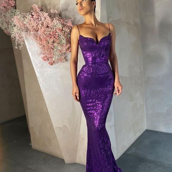 purple sequin long evening Prom Dresses - Fashionpara