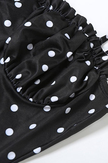 Polka Dot Floral-Trim Spaghetti Strap Mermaid Maxi Dress