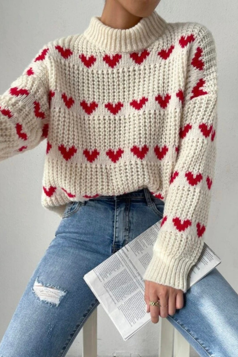 Heart Jacquard Knit Sweater