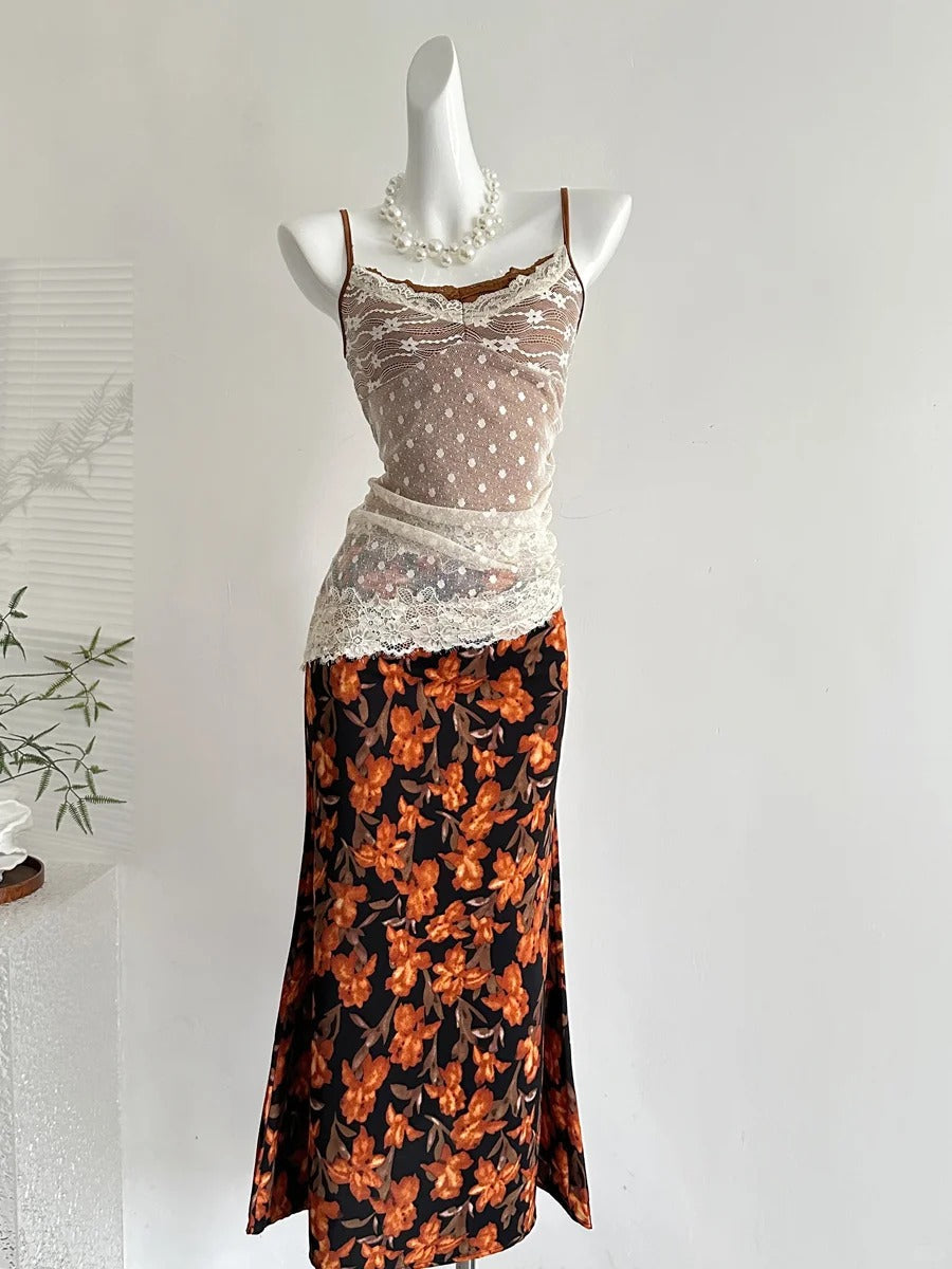 Retro Mermaid Strapless Lace Slit Long Rrom Dress Evening Dress P4006