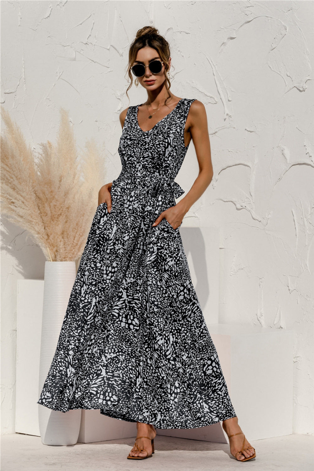 Leopard Print V-Neck Lace Dress