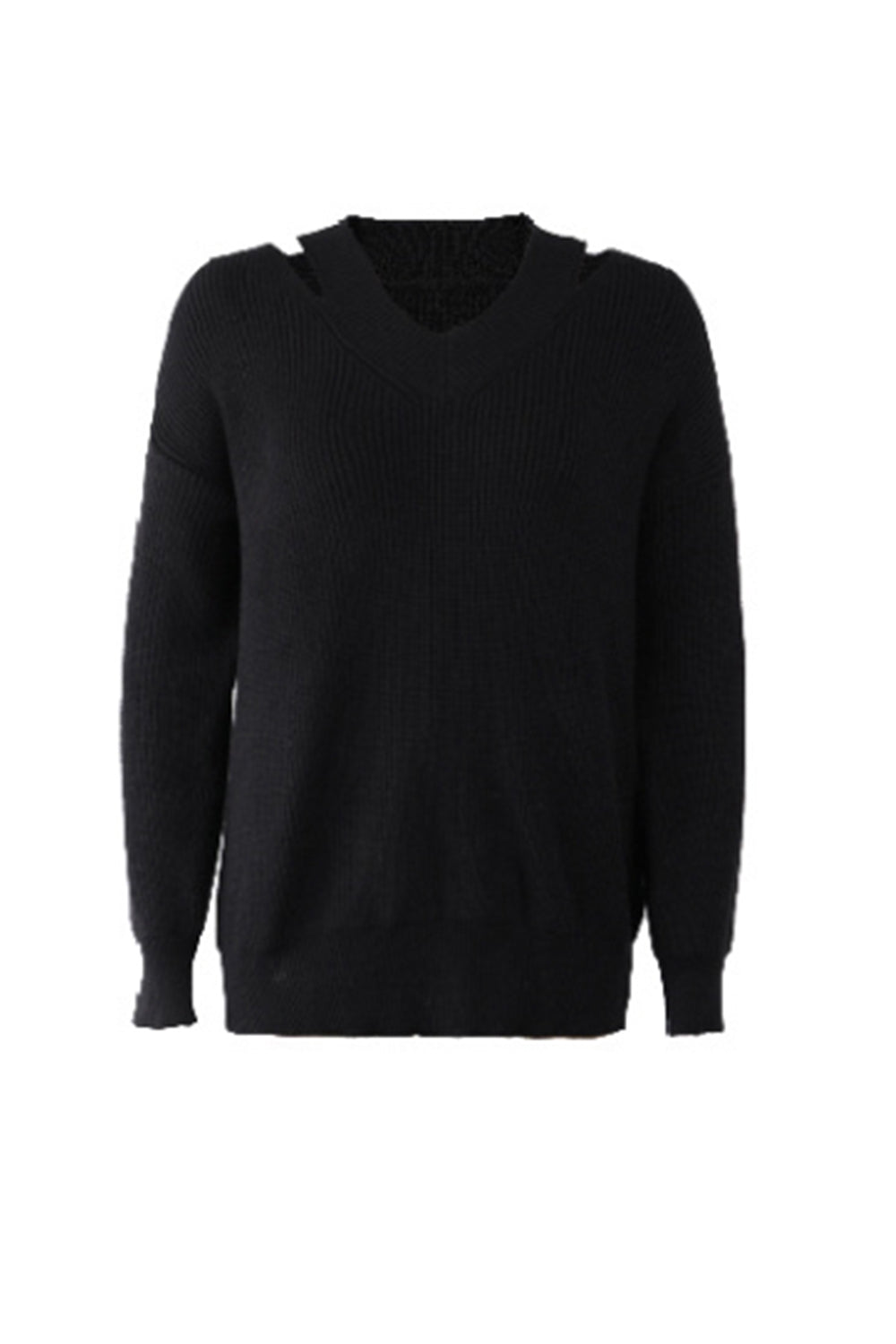 RadyRin V-Neck Solid Color Sweater for Effortless Style