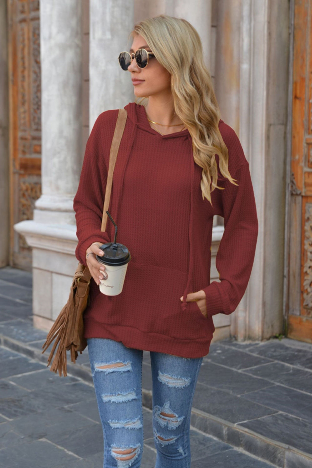 RadyRin Hooded Solid Color Sweater for Cozy Comfort