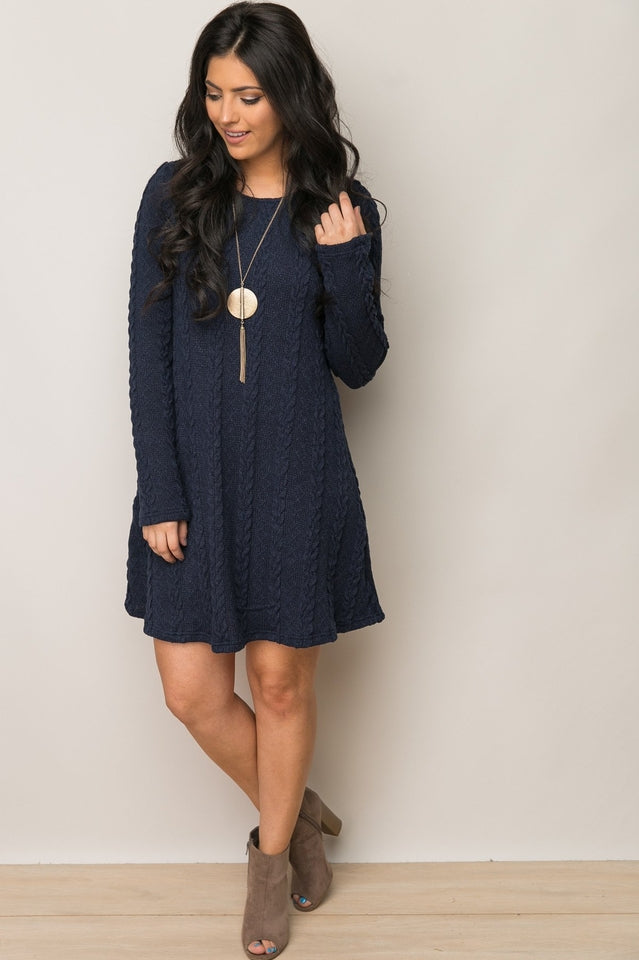 Elegant Plus Size Casual Sweater Dress in S-3XL Sizes
