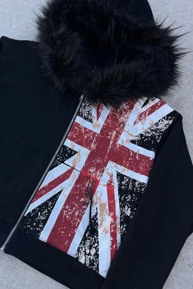 National Flag Pattern Printed Hoodie