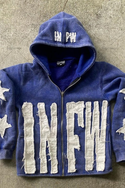 Star Patch Zip Hoodie