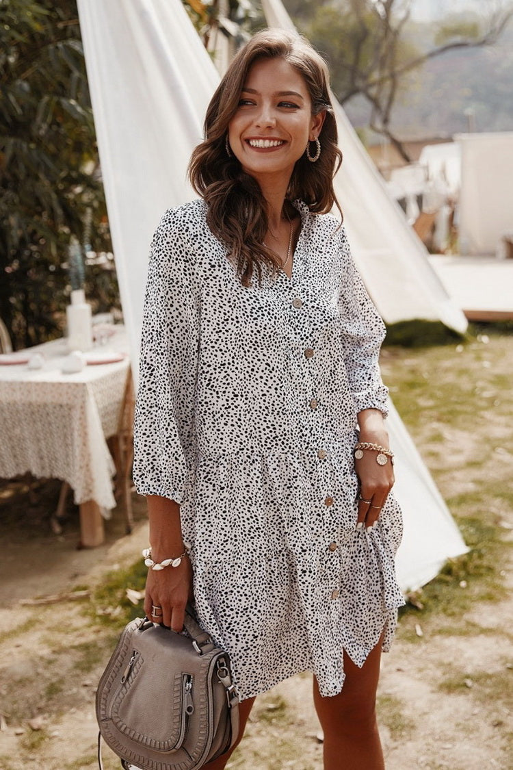 Floral Buttons Dress - Fashionpara