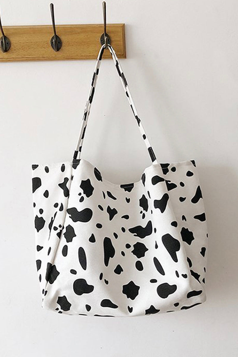 Cow Print Canvas Tote Bag - Fashionpara
