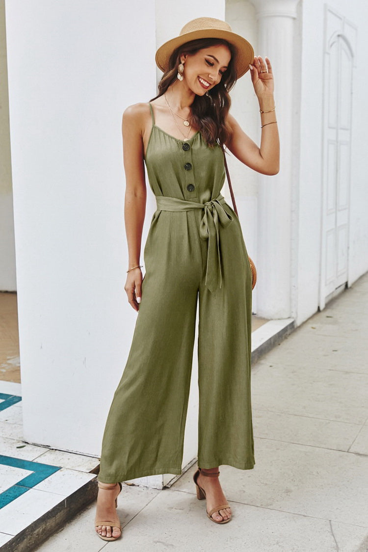 Plain Belt Jumpsuit - Fashionpara