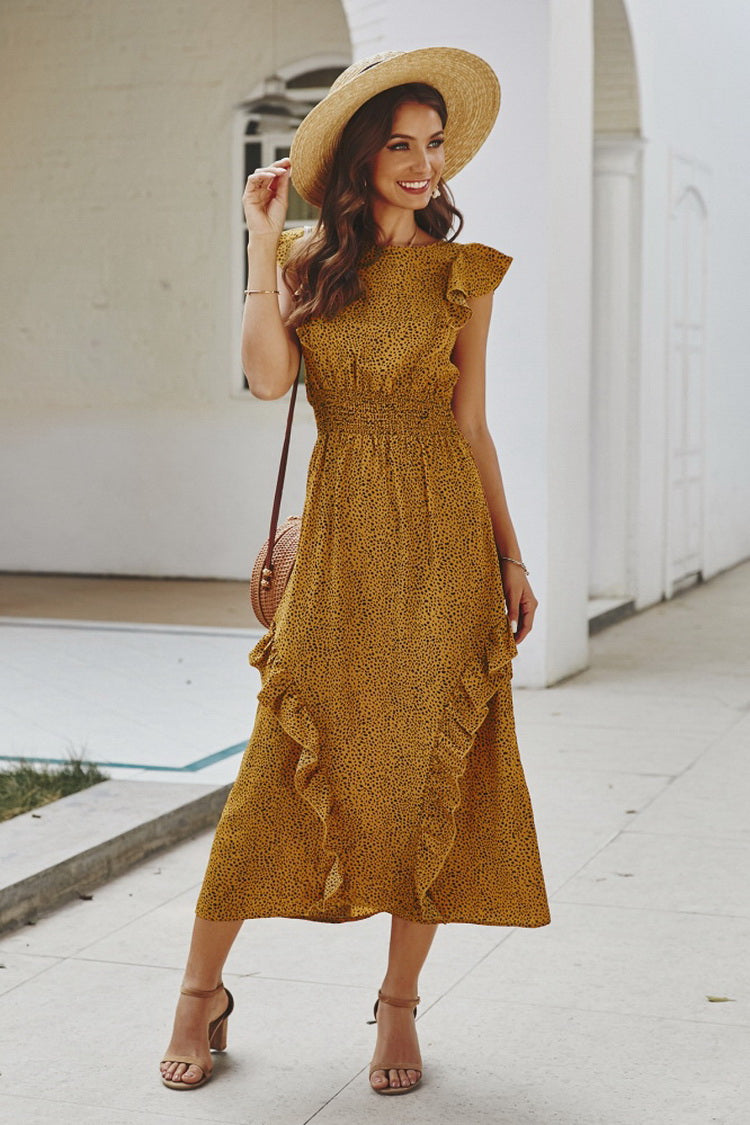 Ruffled Polka Dot Maxi Dress - Fashionpara