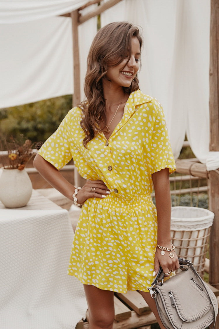 Printed Shirt Romper