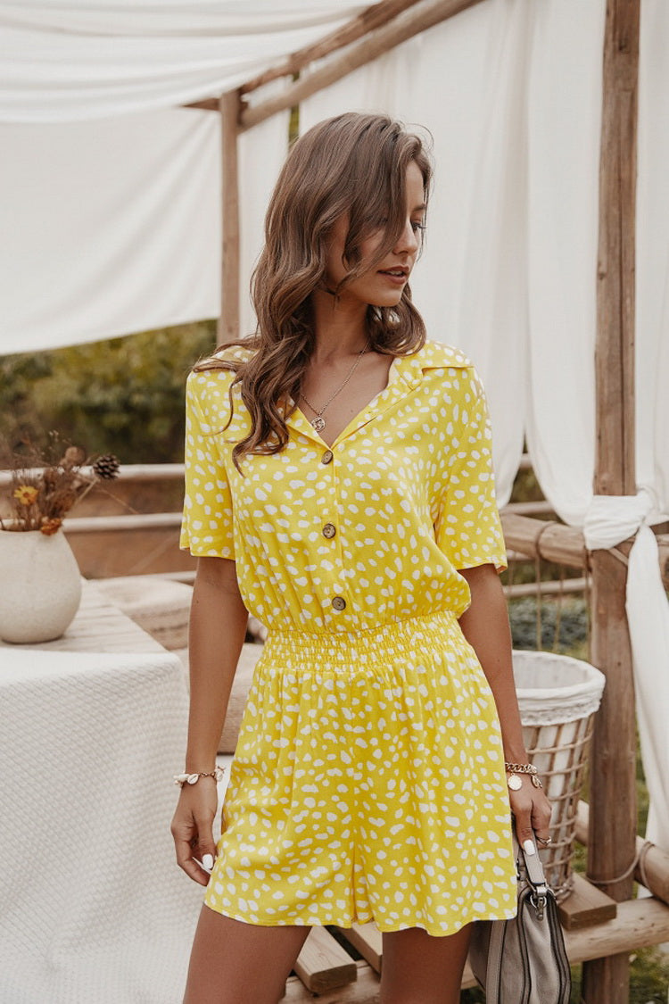 Printed Shirt Romper