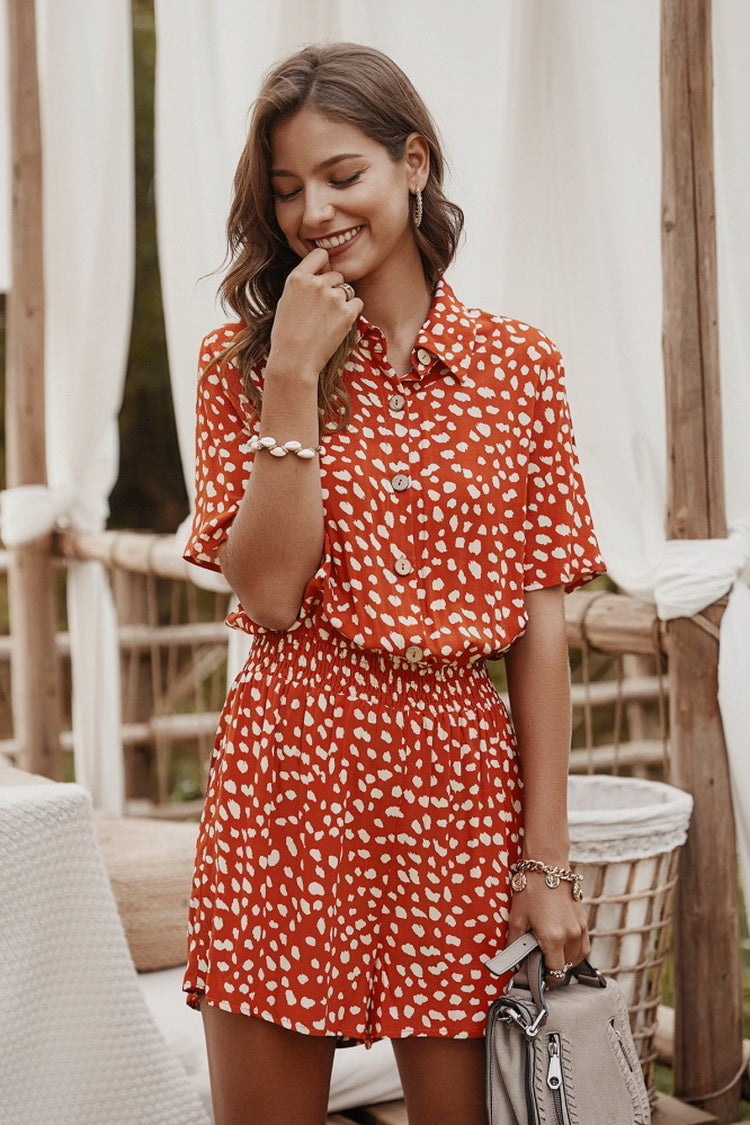 Printed Shirt Romper