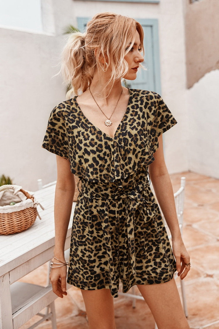 Leopards Ruffled Romper - Fashionpara