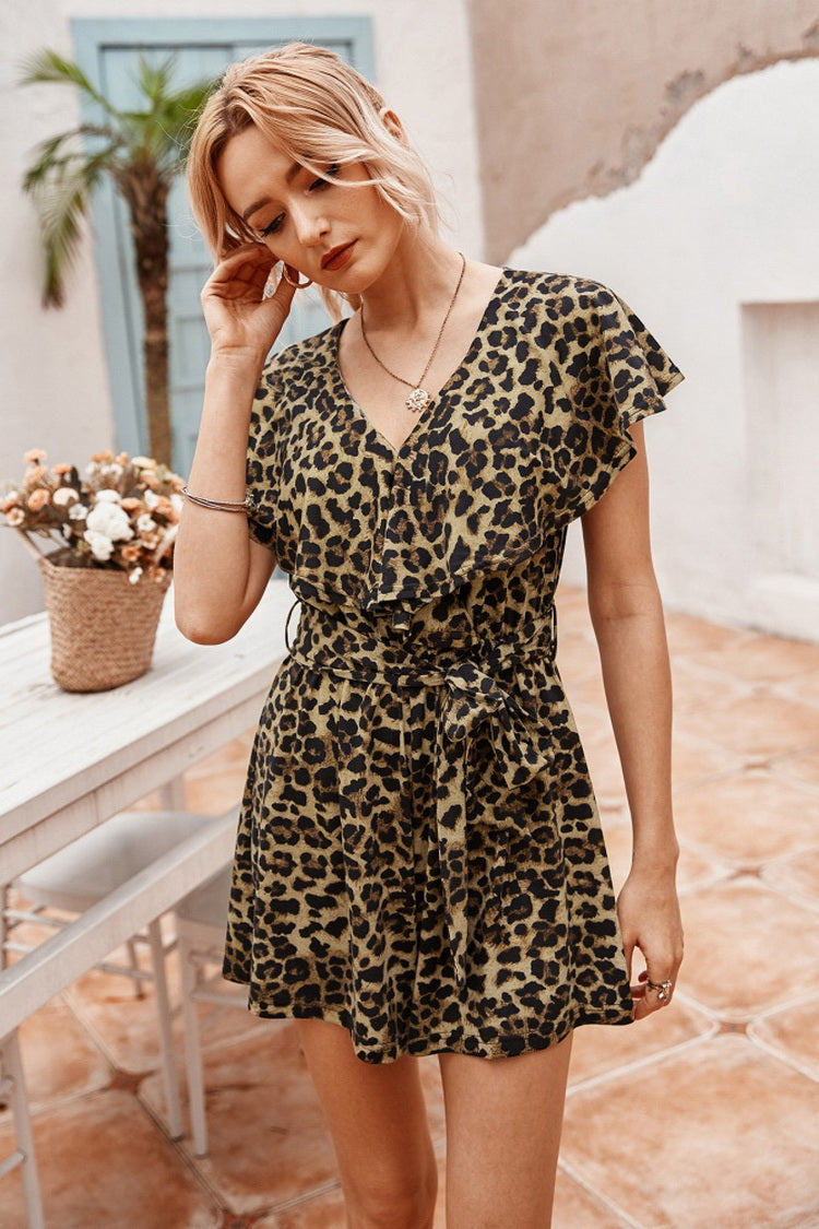 Leopards Ruffled Romper - Fashionpara