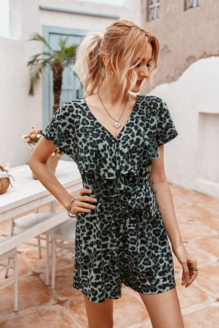 Leopards Ruffled Romper - Fashionpara