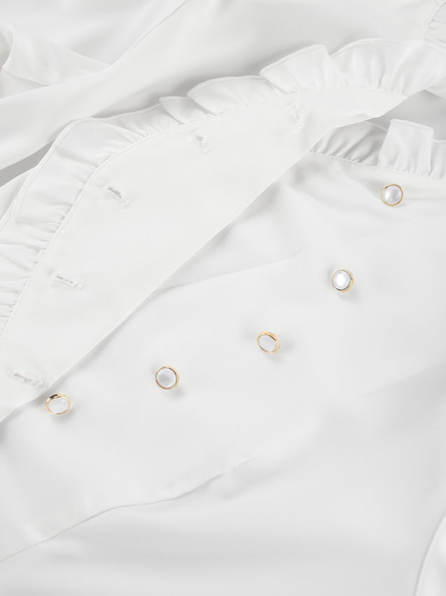 Ruffled Victorian Style Fitted Blouse