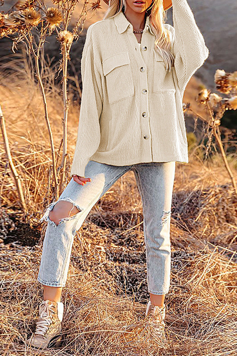 Casual Loose Solid Coat - Fashionpara