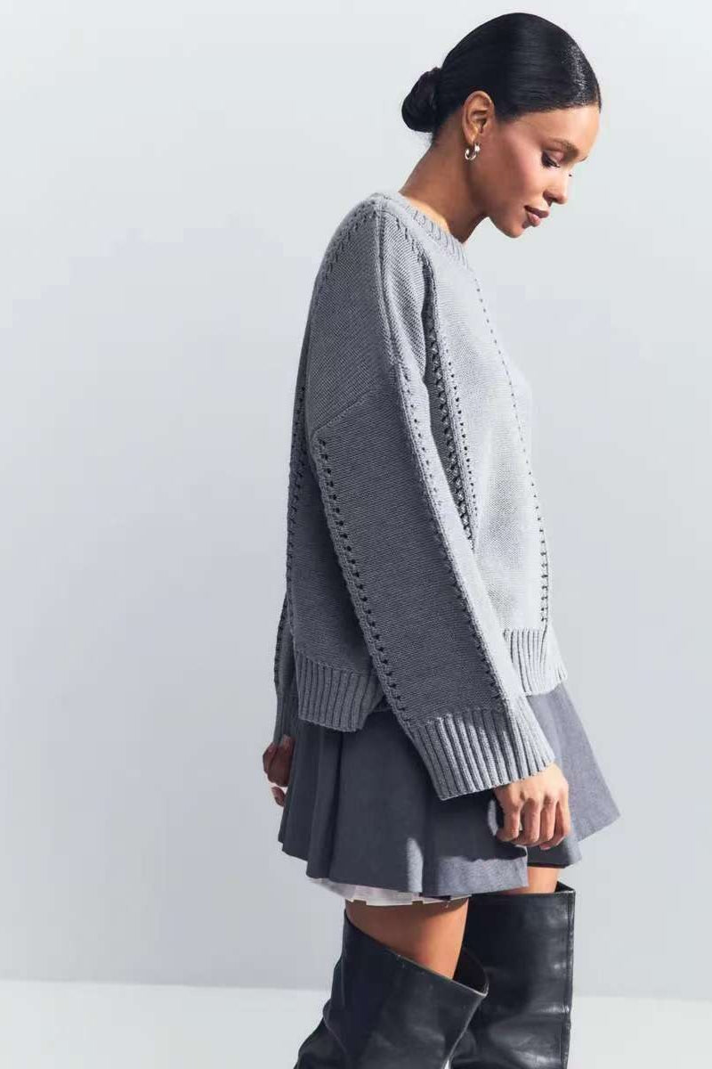 Casual Lace Knit Pullover Sweater