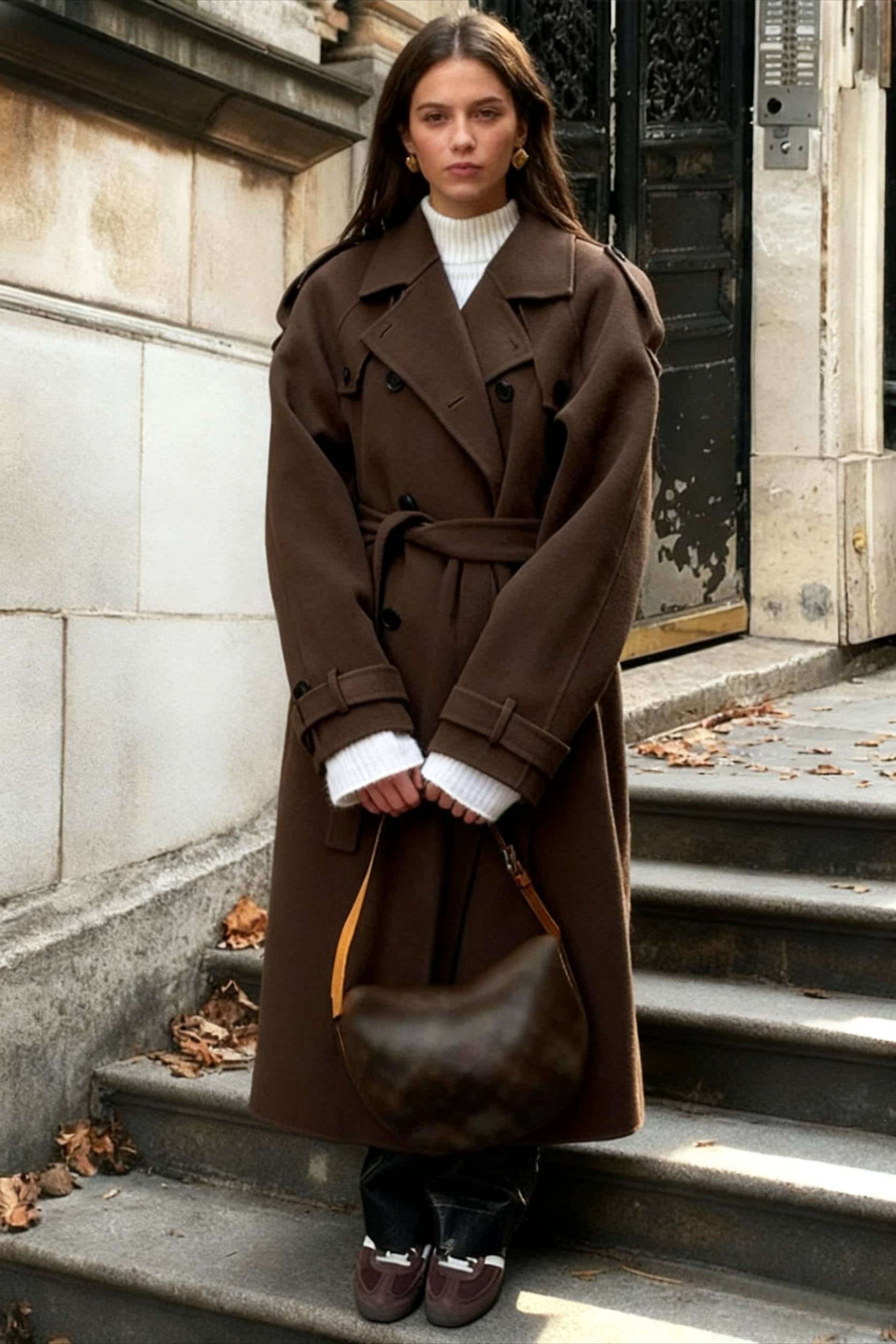 Casual Turn-Down Collar Double-Breasted Overcoat - Fashionpara