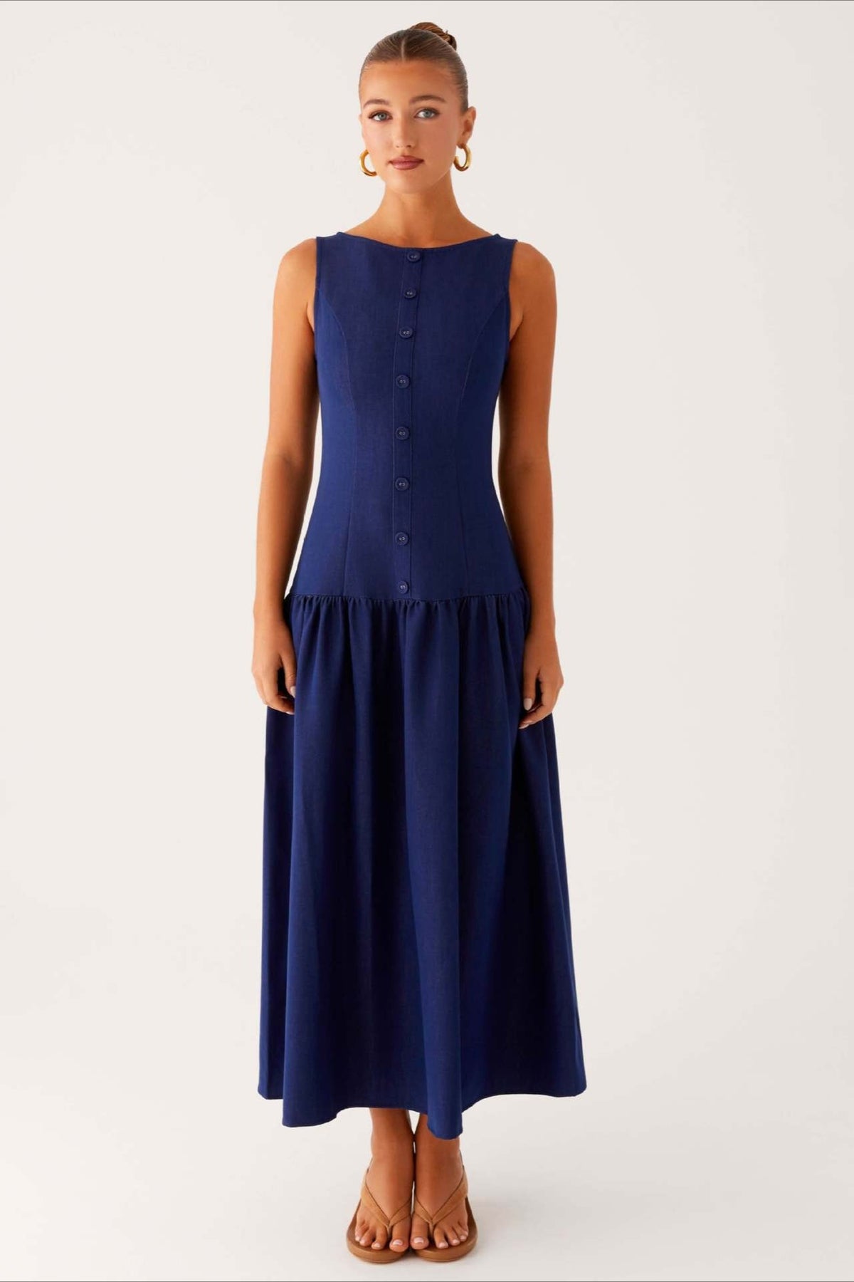 Sleeveless Button Up Denim Dress
