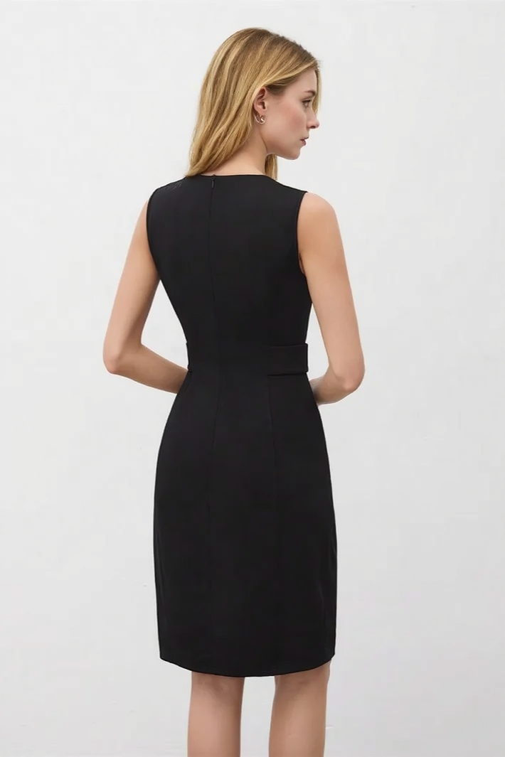 V Neck Sleeveless Minimal Work Dress