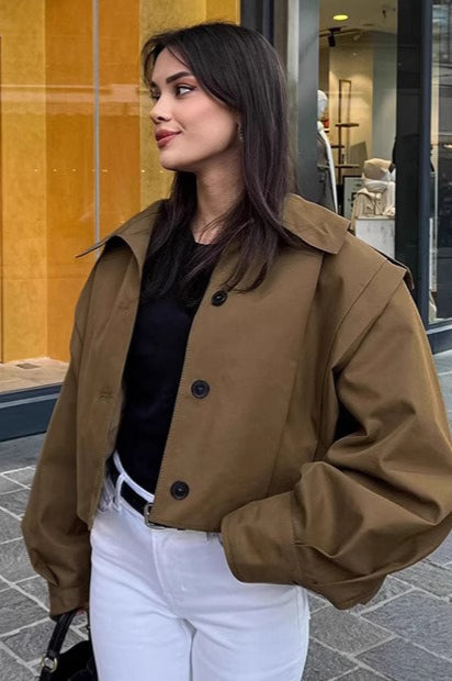 Pleated Lapel Loose Jacket