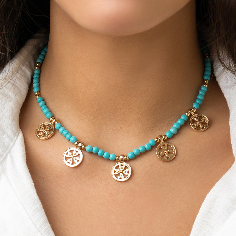 Antique Turquoise Tassel Pendant Necklace