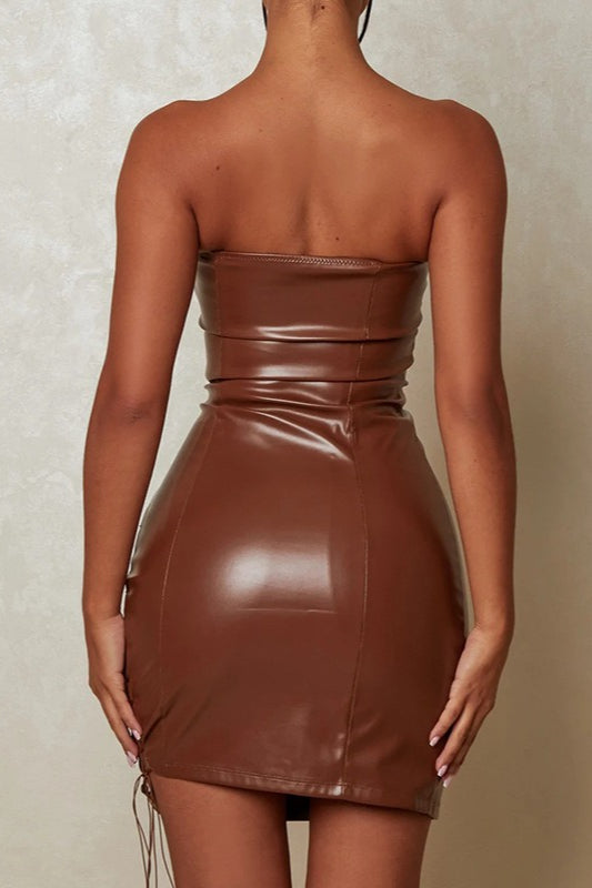 Strapless Waist Tie Bodycon Mini Dress