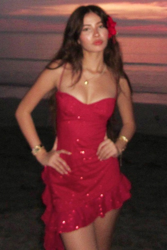 Glitter Spaghetti Strap Sweetheart Bodycon Mini Party Dress - View 4
