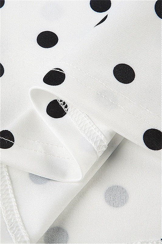 Polka Dot Halter Backless Tie Shoulder Crop Top - Fashionpara