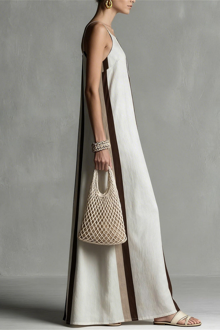 Striped Sleeveless Swing Maxi Dress