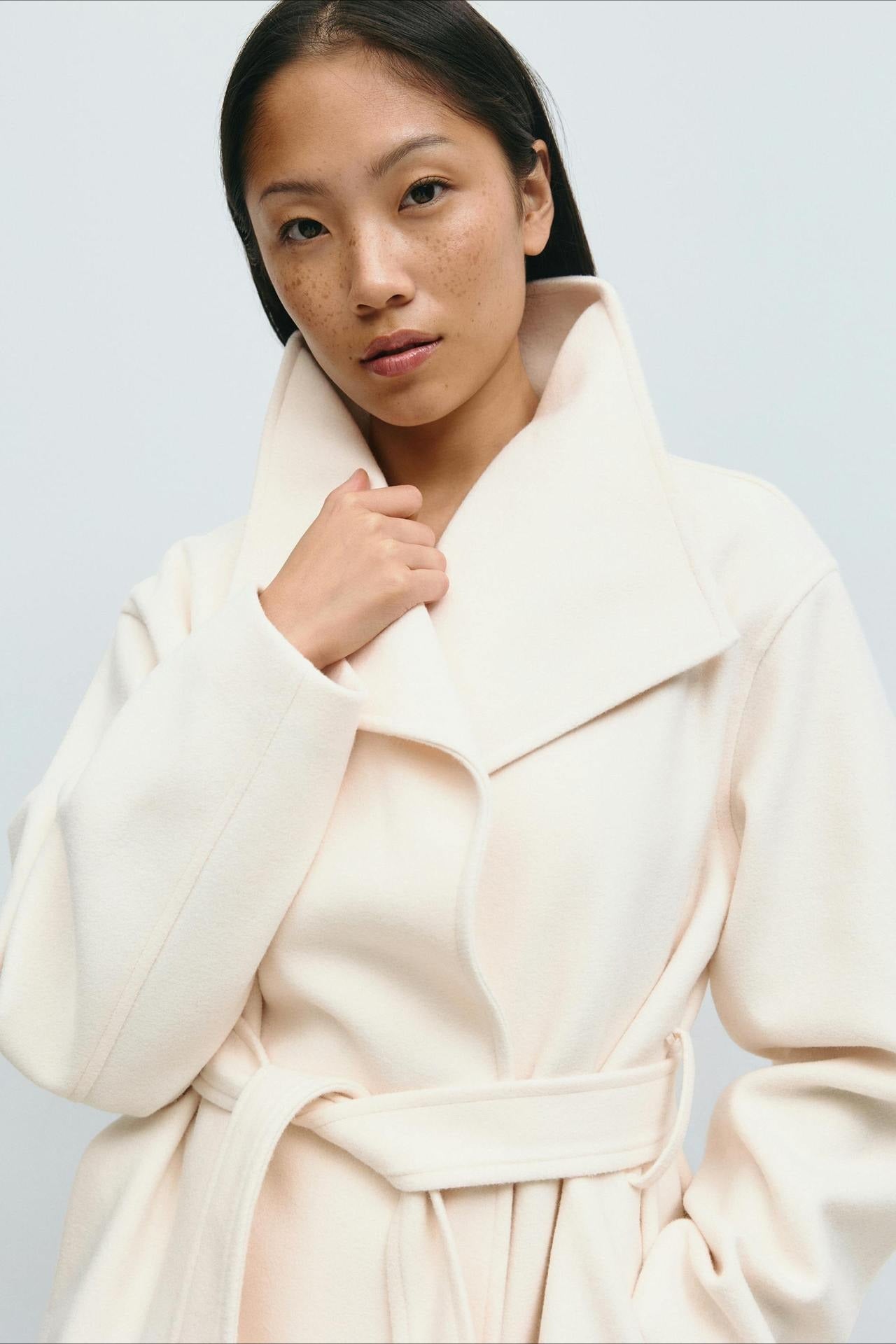 Structured Double Faced Wool Midi Coat - Fashionpara