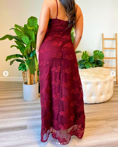 Burgundy Long Mermaid Prom Dresses Leg Split Formal Evening Dress