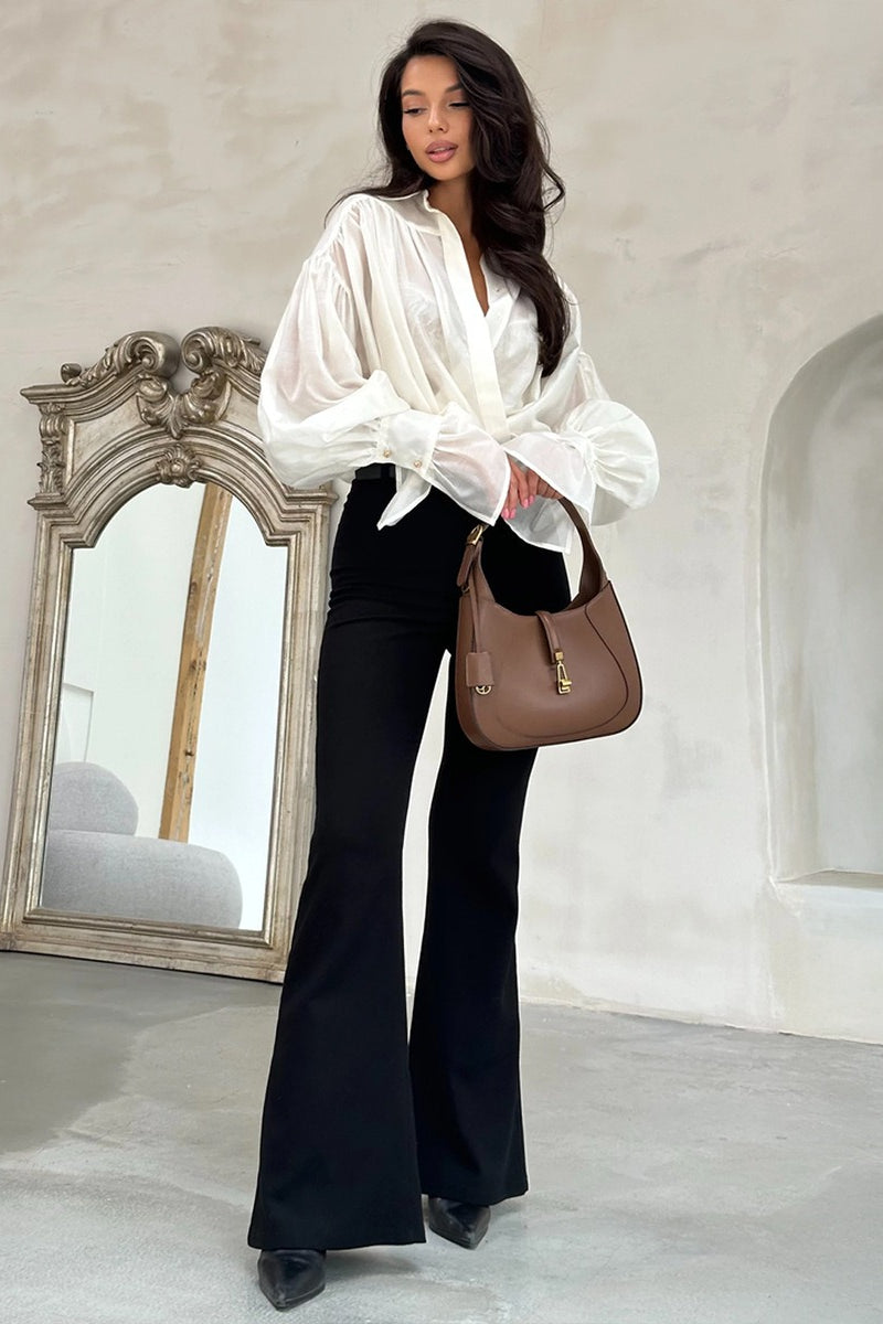 Vintage Satin Lantern Sleeve Blouse