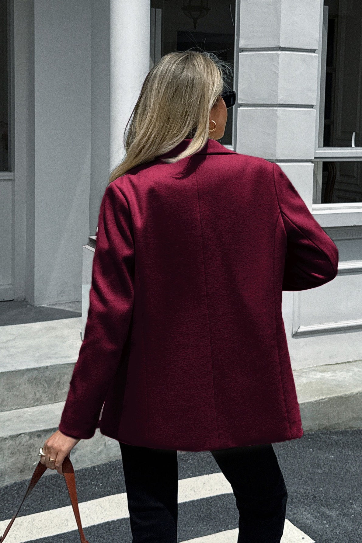 Minimalist Solid Color Tailored Coat - Fashionpara