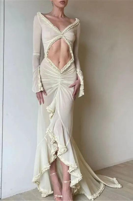 Low Cut Backless Midi Dress