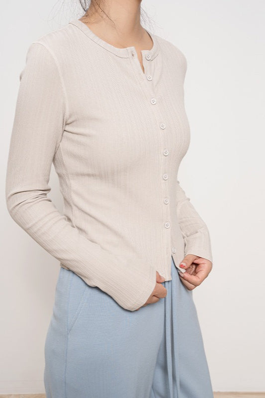 Lightweight Ribbed Slim-Fit Button Cardigan for Effortless Style