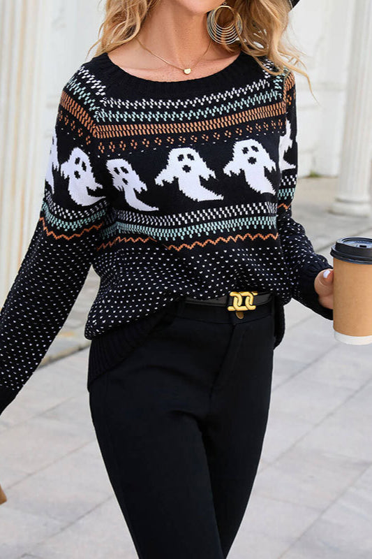 PrincessAce Halloween Polka Dot Ghost Sweater for Festive Fun