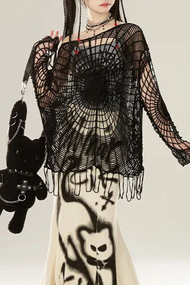 PrincessAce Spider Web Knit Sweater for Chic Comfort