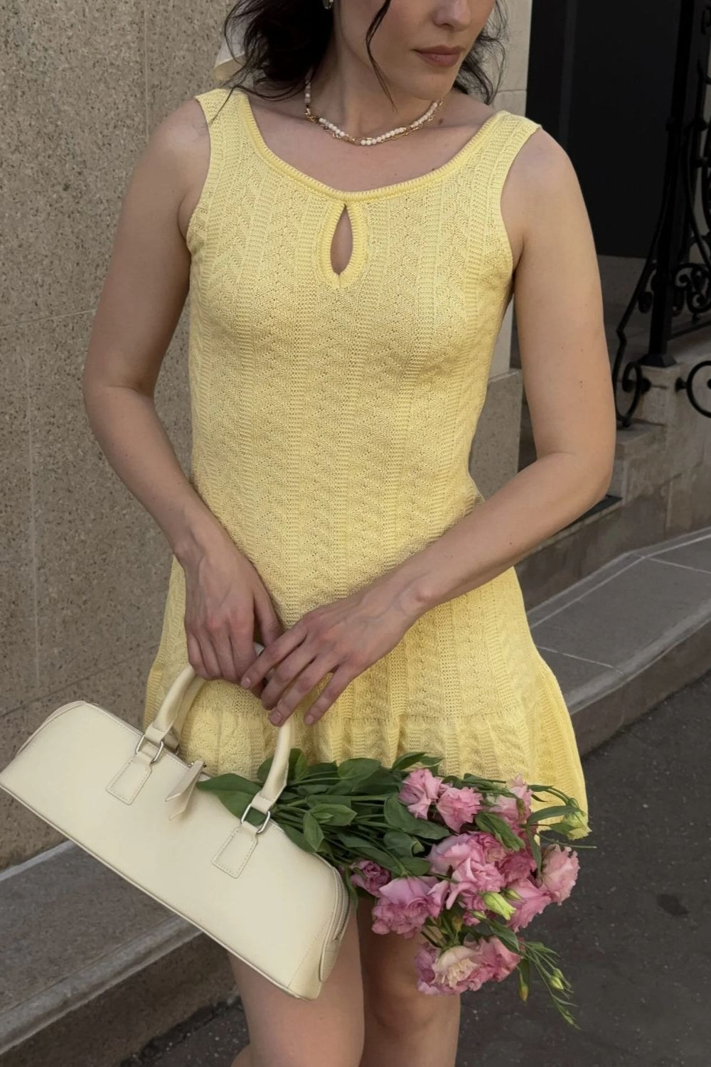 Jacquard Ruffled Bodycon Tank Boho Dress